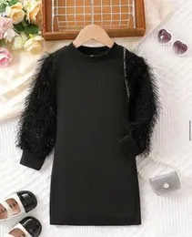 SHEIN Charming Fuzzy Dress Black