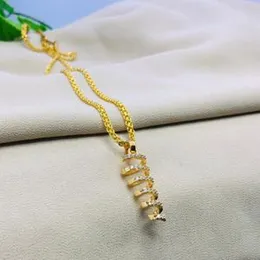 Gold Plated 2.8mm Bismark Chain With Crystal Pendant With Stone For Women-18 inch