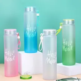 480ML Water Bottle Glass, Hello Master Water Bottles Colorful Bottle with Airtight Cap Holder Strap, for School, College, Office (Random Color)