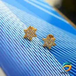 Gold Plated Small Star Earrings With White Stone for Women.