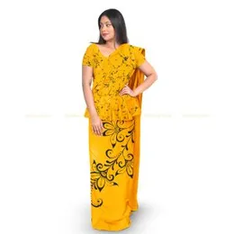 Golden Yellow With Batik Crack Cotton Printed Saree
