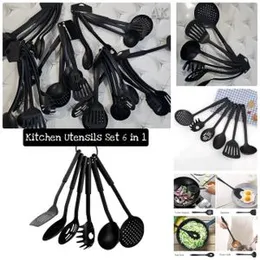 6-piece non-stick plastic kitchen utensils set