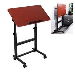 Adjustable Folding Side Table with Wheels, Mobile Laptop Desk