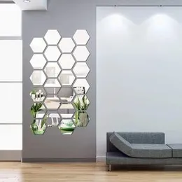12pcs hexagon wall mirror sticker