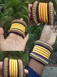 deep blue and a vibrant yellow Handmade bangle