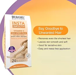 DR.RASHEL Insta Smooth Vitamin C Wax Strips Pack for Face & Body â 24 Wax Strips