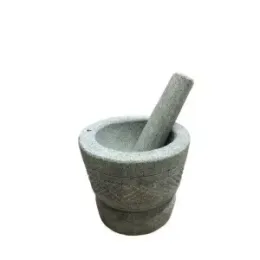 Traditional stone mortar and pestle set
