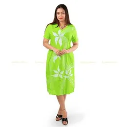 Luminous Green With White Batik Dress