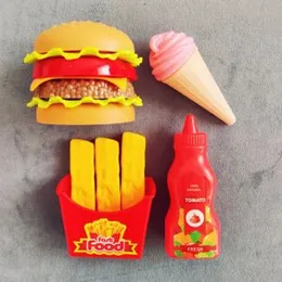 Fast Food Delicacy - Kids Food Pretend Play Set of 4 Pcs - Burger, French Fries, Tomato Sauce & Ice Cream
