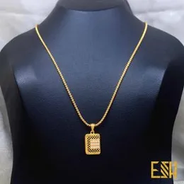 ESH Gold Plated Guaranteed 1.5MM Stylish Diamond Chain 18/24 Inch with Box Window Fixed Stone Pendant