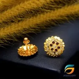 Gold Plated  Floral Earring With Ruby and Black Sapphire Earrings With White Stone Fashion Stylish Rich Look Earring For Women.