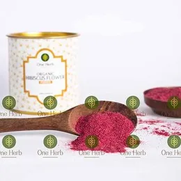 One Herb - Organic Hibiscus Flower Powder 100g, Delicious, for Skin Glow, Scalp and Hair, Helps Reduce Blood Sugar Levels, Herbal Tea