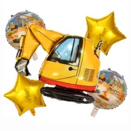 5 Pcs Foil Balloons Construction Boy Birthday Party Vehicle Truck Decoratings
