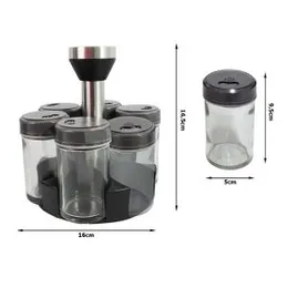 Spice Organizer Rotating Spice Rack Pepper Shaker 6 Pieces
