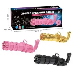 21 Holes Super Large Upgraded Automatic Electric Bubble Gatlin Gun for Toddlers - Gatling Bubbles Machine Huge Amount Maker Gift for Boys and Girls Ou