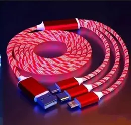 LED Flowing Light Up Charger Cable Red, Multi Charging Cable,Micro Type-C Charging Cable for Phones,USB-C Fast USB Charger Cord