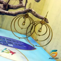 Dull Gold plated Round Earrings Without Stone For Women.