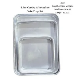 3-Piece Aluminium Baking Tray Set â Small, Medium & Large