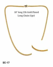 18" long 22k Gold Plated Long Chain (1pc)