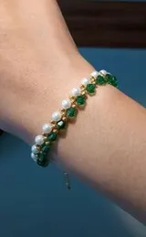 Green Crystal & Pearl Beads Bracelet
