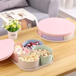 New Round Square Plastic Food Container Multifunction Candy Dried Fruit Nut Storage Box with Lid for Snacks Tray Holder