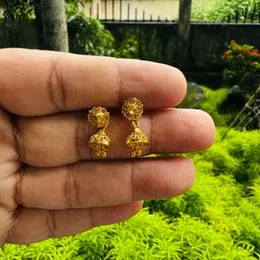 Gold Plated Cute Small Jimikki Drop Earrings for Women and Girls