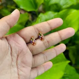Gold Plated Rhombus Shape Multi-Stone Stud Earrings for Women & Girls