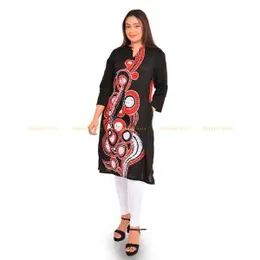 Black with Red and White Batik Dress