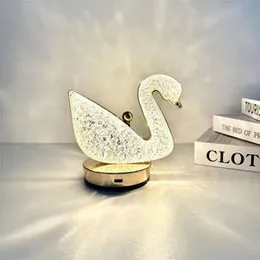 Swan Shaped Crystal LED Lamp