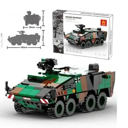 Kids Toy WANGE Boxer Armored Vehicle War Military Equipment Armored Fighting Vehicle Tank Block Set 438 Pieces (0590)