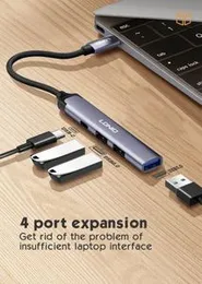 LDNIO DS-114C USB-C 4-IN-1 HUB | USB-C to 4x USB 3.0 Multiport Adapter