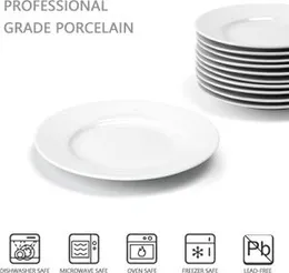 7 inch 6Pc's Round White Coupe Rim Ceramic Porcelain Dinner Deep Soup Plates 7 inch 6 pieces set