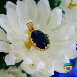 Gold Plated Pendant Stylish Dark Blue Oval Shape Stone Pendant Rich Look For Women and Girls