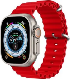 Ocean Silicone Strap / T800 T900 Ultra Watch Band For Smart Watches 42mm / 44mm / 45mm / 49mm Apple Watch Series (Red)