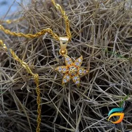 Gold Plated Guaranteed 18/24 inch 02MM Karali Chain with New Star Flower Pendant Necklace for Ladies.