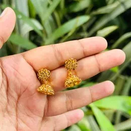 Gold Color Small Cute Jimikki Drop Earrings with Gold Stone for Women and Girls