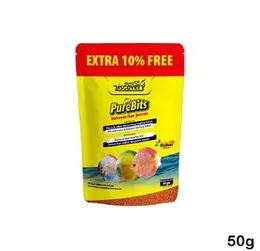 Taiyo Pluss DiscoveryÂ® Pure Bits Complete Granule Fish Food 50g + Extra 10% Free Discus Fish Food New Bioblend Formula for Health, Growth & Colourati