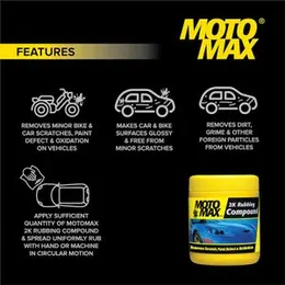 MOTOMAX 2K Rubbing Compound 200g | Removes Scratches, Paint defect and Oxidation from Cars, Bike, Motorbikes | Scratch Remover for Complete Auto Care