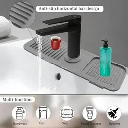 Kitchen Sink Splash Guard, Silicone Sink Faucet Protector Handle Drip Catcher Mat Water Splash Guard Behind Faucet Drain Spout Gadgets for Bathroom Fa