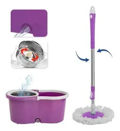 Stainless Steel Top Light Speed Magic Spin Mop Bucket with 2 Microfiber Mop pads, LightSpeedâ¢ Stainless Steel Top Magic Spin Mop Bucket Set with Dua