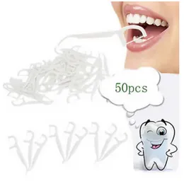 50 Pcs Dental Floss Stick Pack - Fine Slip Flosser Packs Toothpicks Teeth Stick Tooth Cleaning Interdental Brush Dental Floss Pick Oral Hygiene Care