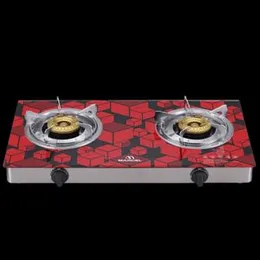 Premium Tempered Glass Top Double Gas Cooker (ONLY RED)