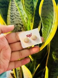 Gold Plated Round Medium Size Full Stone Stud Earrings for Women & Girls