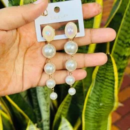 Silver and gold color round, ovel, triangle head Pearl Long Tassel Drop western look Earrings for women and girl