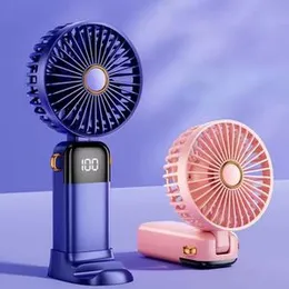 Portable Mini USB Fan - Portable Fan, Rechargeable Fan, 5 Speeds Personal Fan with Base, Digital Display, Desk Fan for Outdoor