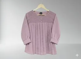 Womenâs Long Sleeve Top with Smocked Yoke & Button Detail | Casual Elegant Wear