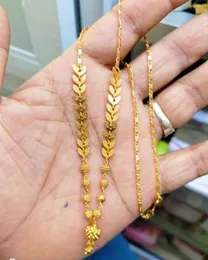 Gold Plated Half Mashin Cut Link Chain & Leaf design