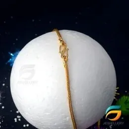 Gold Plated Guaranteed 18/24 inch Thin 02mm Fox Chain with Small Praveena Pendant Necklace for ladiesL.