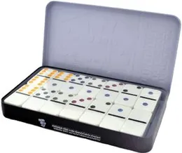 Double Six Color Dot Dominoes Game Set - Premium Classic 28 Pieces Dominoes Set in Tin Case - Six Dot Domino Match and Educational Toy
