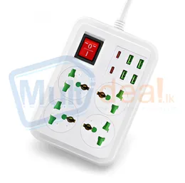 Universal Multi-Plug Extension with USB & 2 Type-C Ports
